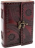MONTEXOO Handmade Large 8' Embossed Leather Bound Journal with lock Genuine Brown Antique Old personal Diary notebook journal Men Women Hand embossed