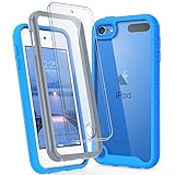 ULAK Case Compatible with iPod Touch 7th/6th/5th Generation with 2PCS HD Screen Protector, Shockproof TPU Bumper 2 in 1 Rugged Back Cover for iPod Touch 7 6 5, Blue