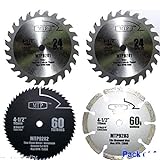 Pack of 4 Assorted Metal/wood 4-1/2' 4.5 inch Circular Saw Blade for Rockwell Compact Rk3441k , Worx WX429L RW9281 RW9282 Rw9283