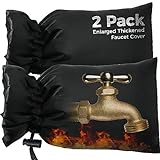 Outdoor Faucet Covers for Winter Freeze Protection, 2 Pack 6.7' x 11' Hose Bib Covers for Winter, Water Spigot Covers Winter Insulated, Pipe Wrap Insulation Cover Socks Outside Faucet Freeze Protector