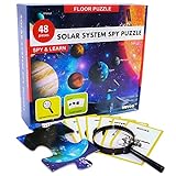 Solar System Spy Puzzle with Flashcards and Magnifying Glass 2ft x 3ft – Large 48 Piece Space Floor Puzzle for Kids Ages 4-8 Years Old- Kids Puzzles-Solar System for Kids-Boys and Girls 3,4,5,6,7,8…