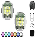 Wireless LED Strobe Light with Remote, High Brightness 7 Colors USB Rechargeable Flashing Lights for Car, Trucks, Motorcycle, Bike, Vehicles, Drone, Riding Anti-Collision Night Signal Light (2Pcs)