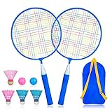 Ksera Badminton Set Badminton Rackets for Kids Badminton Birdies , Lightweight & Durable Badminton Racquet Set for Backyards with 4 Badminton, 2 Table Tennis and 1 Backpack-Blue