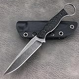 EDC Fixed Blade Knife with Kydex Sheath, Full Tang Survival Knife,8Cr13Mov Blade Black G10 Handle with Finger Loop,Tactical Knife Gifts for Men (black1)