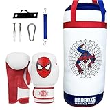 Kids Boxing Punching Bag Set with Free Boxing Gloves for Training, Every Day Workout | Youth Boxing Punching Bag Set for MMA, Muay Thai, Boxing | Unfilled (White/Blue Unfilled, 2FT)