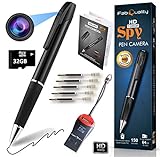 Spy Camera Pen 1080P HD Recording (with 32 GB Memory Card) - Spy Pen Camera, Hidden Camera Pen - Mini Spy Hidden Camera, Spy Cam with Small Camera - Mini Hidden Camera + 5 Inks + SD Card Reader