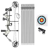 AW Compound Bow Kit 70 Lbs Draw Weight for Adult Professional Hunting Target Practice Arrow Archery Hunting Shooting, Camo