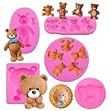 5 Pieces Bear Silicone Mold Valentine’s Day Fondant Mold Cute Bear Chocolate Fondant Mold for Chocolate Candy Gum Paste Crafting Polymer Clay Cake Decorating