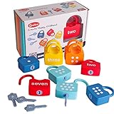 Dinhon Kids Learning Locks with Keys Numbers Matching & Counting Montessori Educational Toys for Ages 3 yrs+ Boys and Girls Preschool Games Gifts
