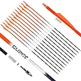 LWANO Carbon Arrow Archery 30inch Hunting Target Practice Arrows for Compound & Recurve Bow Spine 500 with Removable Tips (Pack of 12)