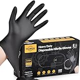 TITANflex Heavy-Duty 6-mil Black Nitrile Gloves, XL, Box of 100, Disposable Gloves, Fully Textured, Powder-Free, Latex-Free