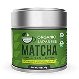 Kyoto Dew Matcha – Organic Premium Ceremonial Grade from Japan Matcha Green Tea Power – Radiation Free, Non Fillers, Zero Sugar – USDA & JAS Certified Organic 30g (1oz) Tin