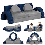 LOAOL Kids Couch 10PCS, Toddler Couch Modular Kids Couch for Playroom, Multifunctional Foam Kids Sofa for Playing Creating, Imaginative Convertible Play Couch for Boys Girls, Toddler Sofa Indoor