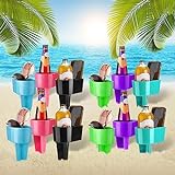 12 Pieces Summer Beach Cup Holder with Pocket Multifunctional Sand Cup Holder Plastic Beach Drink Accessories Sand Coasters for Beverage Phone Sunglass Key Bathroom Home