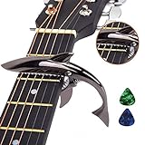 Imelod Zinc Alloy Guitar Capo Shark Capo for Acoustic and Electric Guitar with Good Hand Feeling, No Fret Buzz and Durable(Black)