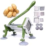 SHSYCER French Fry Cutter Commercial Potato Slicer with Suction Feet Complete Set, Includes 1/4', 3/8',1/2'