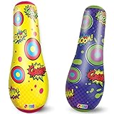 2 Pack Inflatable Bopper, 47 Inches Kids Punching Bag with Bounce-Back Action, Inflatable Punching Bag for Kids Gift