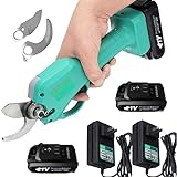Professional 21V Cordless Electric Pruning Shears with 2 Pack Backup Rechargeable Battery Powered Garden Tree Branch Pruner Trimmer for Gardening, Crafting - Heavy Duty, 30mm Branch Cutter Cordless