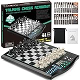 Electronic Talking Chess Academy Set, Magnet Chess Board Game with Interactive Voice Teaching System for Beginners, Advanced AI for Improving Players, Perfect for Kids & Adults, Simple and Noble