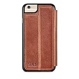 SENA Cases Genuine Leather WalletBook iPhone SE 3 (2022) / 2020/8 / 7 and 6/6S (Heritage Cognac)