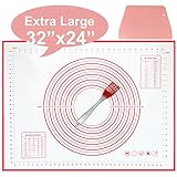 Silicone Pastry Mat Extra Large, 32' x 24' Non-stick Baking Mat with Measurement Kneading Board for Dough Rolling, Non-slip Counter Mat, Oven Liner, Fondant/Pie Crust Mat