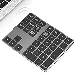 Foloda Bluetooth Number Pad: Wireless BT Numeric Keypad, Multi-Devices Rechargeable USB C Numpad, 34 Keys Financial Accounting Extensions Data Entry Keyboard for Laptop, PC, iMac, MacBook, Notebook