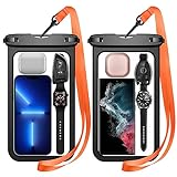 Temdan 2 Pcs Phone Pouch, [Up to 10' Large] Universal IPX8 Waterproof Cell Phone Case Dry Bag with Lanyard for iPhone 15 Pro Max/14/13/12/11/SE,Galaxy S23 Ultra/S22/S21 for Vacation -Black