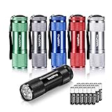 WdtPro 6-Pack Small Flashlights with 18 AAA Batteries - Super Bright 9-LED Flashlight Colors Assorted - Best Mini Gifts for Kids, Men, Women