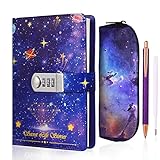 Diary with Lock,A5 Locking Journal Pu Leather Refillable Writing Notebook with Lock Combination Password Personal Lock Diary with Pen&Gift Box Secret Lock Journals for Girls Children Adults Men,Women.
