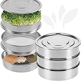 YARRD Stainless Steel Seed Sprouting Kit – Stainless Steel Sprouting Tray Round 3-Tier Seed Sprouting Trays for Microgreens Broccoli Sprouts Growing Kit Microgreens Tray Seed Germination Trays