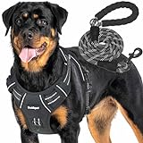 Beebiepet Heavy Duty Tactical Dog Harness for Large Dogs, No Pull Adjustable Pet Harness Reflective Service Training Easy Control Pet Vest Military K9 Working Dog Harnesses-X- Large, Black