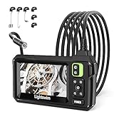 Lightswim Industrial Endoscope Inspection Camera, 4.3' IPS Borescope Sewer Camera with Handheld IP67 Waterproof Snake Camera with 8 LED Lights 16.5FT Semi-Rigid Cable