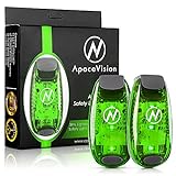 LED Safety Light (2 Pack) - Clip On Strobe/Running Lights for Runners, Dog, Bike, Walking, Boat, Kayak, Stroller and More - High Visibility Accessories for Your Reflective Gear, Bicycle, Green