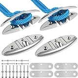 ORLANG 316 Stainless Steel Boat Cleats 5 Inch, Marine Grade Dock Cleats with Stainless Steel Bolts and Back Plate,Boat Dock Cleats Folding Dock Cleats for Deck and Boat (4 Pack)