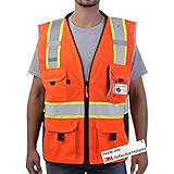 Neopelta Reflective Safety Vest Orange Mesh, Made with 3M Reflective Tape, Heavy Duty Vest with ID pocket, iPad Pocket, Padded Neck, Orange XL