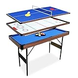 AIPINQI 46 Inch 4 in 1 Folding Billiard Table, Ping-Pong Table Steady, Ice Hockey Table, Shuffleboard Table, Mini Table Tennis Table with Locking Legs, for Kids and Adults