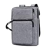 HAOZAIKEJI A3 Artist Portfolio Carry Case Bag Portable Waterproof Canvas Shoulder Bag Painting Pad Backpack for Sketching Painting Art Supplies with Shoulder Straps & Carry Handle