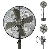 Westinghouse Retro/Vintage Metal Electric Fan 16 Inches With Adjustable Tilt & Base Height Of 37' - 51.5' - 90° Oscillating And 3 Speeds - Ideal For Home, Floor, Room, Bedroom, Grey