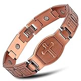 THE NORTH RING Copper Bracelet for Men Christianity Cross Adjustable Bracelet Men's Magnetic Therapy Bracelet Relieve Arthritis and Carpal Tunnel Migraine Tennis Elbow Pain