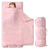 Tufted Toddler Nap Mats for Preschool Daycare Girls Pink Jacquard Tufts Kids Sleeping Mats Toddler Slumber Bag Nap Pad with Removable Pillow for Girls Boys Kindergarten Sleepovers Travel and Camping