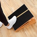 Calf Stretcher Slant Board, 5 Adjustable Positions, Non-Slip Stretch Board, 450lbs Weight Capacity, Professional Wooden Slant Board Good for Foot, Ankle, Squat & Incline Board Exercises, Side Handle.