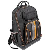 Klein Tools 62800BP Backpack Tool Bag, Tradesman Pro Extra-Large 40-Pocket Electrician Jobsite Backpack with Molded Bottom, Charging Port
