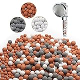Replacement Anion Mineral Bead Stone Ball, Purifying Water Mineral Stone Bead, Filtration Stone Bead Ball for Filtered Shower Head, Diameter 7-8 mm (Orange, Gray, White,150.0 Grams)