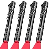 Tuanse 4 Pieces Red Light Flashlight Red LED Flashlight Red Light Pen Light Flashlight Super Bright Red Flashlight Red Torch for Astronomy, Aviation, Night Observation and More