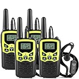 Walkie Talkies with Earpiece and Mic, Anliss 22 Channels Long Range Walkie Talkies Battery Operated, Walky Talky, Handheld Two Way Radio, Adult Walkie Talkies for Cruise Ship, Hiking(Green 4 Pack)