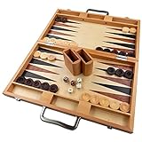 Duboce Inlaid Walnut, Beech, Sapele, and Bass Wood Backgammon Board Game, Large 17 Inch Set