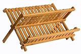 Sagler wooden dish rack High quality plate rack Collapsible Compact dish drying rack Bamboo dish drainer