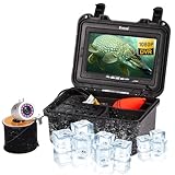 Eyoyo Underwater Fishing Camera, 1080P Ice Fishing Camera w/DVR, Portable Video Cameras Fish Finder w/ 7' IPS Monitor and 12PCS IR Lights Underwater Camera for Ice Fishing (8GB Card) 30m/98ft