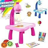 Drawing Projector Table for Kids: Trace and Draw Projector Toy with Light & Music, Children's Smart Projector Painting Sketcher Board Set, Learning Drawing Toys for Boys Girls Age 3+ (Red)