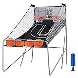 Candockway Foldable Electronic Dual Basketball Arcade Game,Double Shot 2Player,8 Game Options w/4 Balls LED Scoring System & Indoor Basketball Game for Kids, Youth Adults